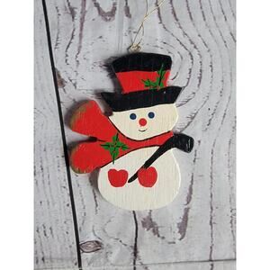 Wooden Handpainted Snowman Christman Ornament
